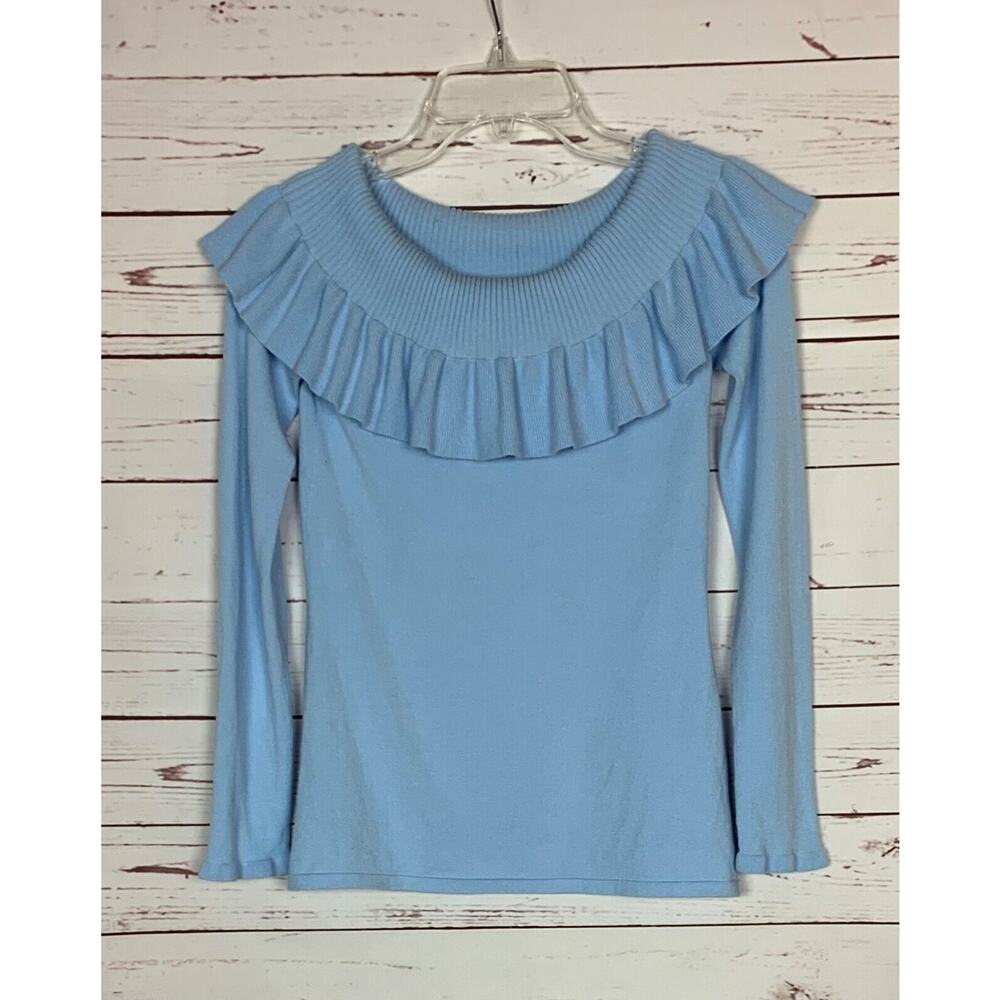Lilly Pulitzer Women's S Small Blue Siesta Off The Shoulder Ruffle Sweater $128